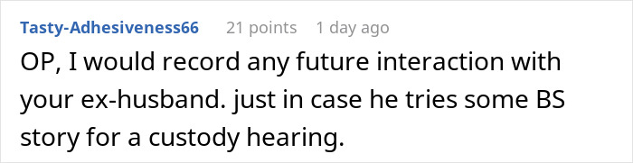 Screenshot of a Reddit comment discussing a dad lying about divorce reasons to win over his son.