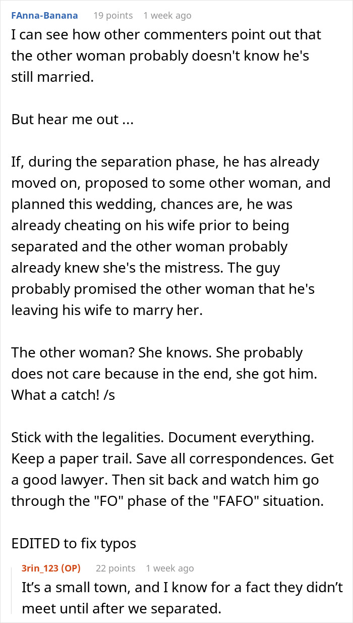 Text discussing the difference between separation and divorce, and advice for women on legal precautions.