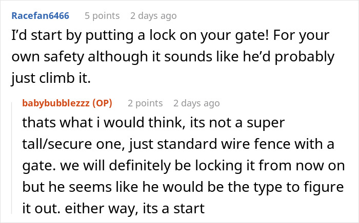 Online discussion showing woman catching neighbor&rsquo;s son in her home and sharing surprise over parents&rsquo; casual reaction.