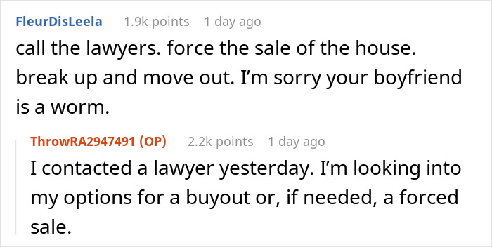 Screenshot of a Reddit conversation about a man secretly inviting his parents to stay and his girlfriend&rsquo;s reaction.