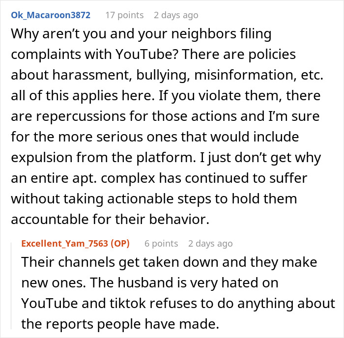 Screenshot of an online discussion about influencer neighbors and how their behavior put a woman in hospital. Screenshot of an online discussion about influencer neighbors and how their behavior put a woman in hospital.