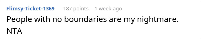Reddit comment expressing frustration about people with no boundaries, related to coworker helping herself to food.
