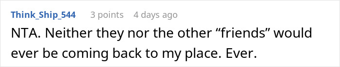 Comment text on a forum post discussing a host kicking out a friend&rsquo;s neurodivergent buddy after they grab his hearing aids.