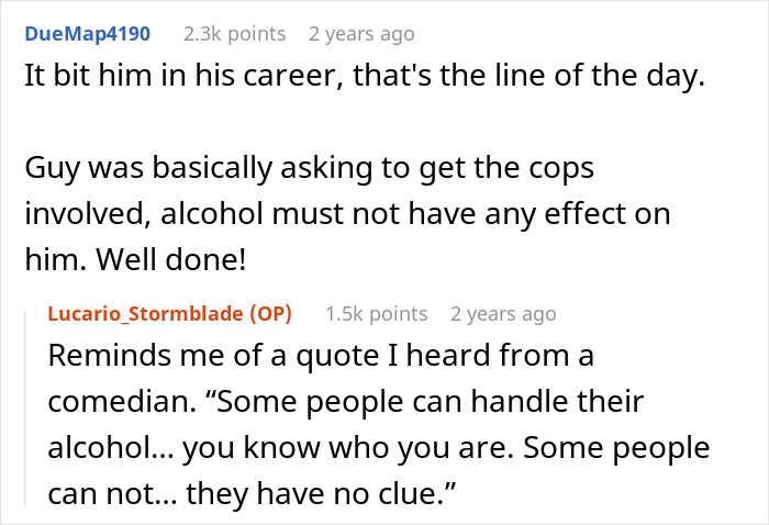 Reddit comments discussing a guy parking illegally and drinking in a work truck, leading to unemployment consequences.