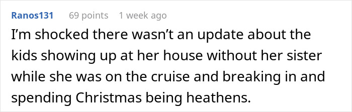 Comment discussing shock about kids showing up uninvited due to sister’s lazy parenting causing family conflict online. Comment discussing shock about kids showing up uninvited due to sister’s lazy parenting causing family conflict online.