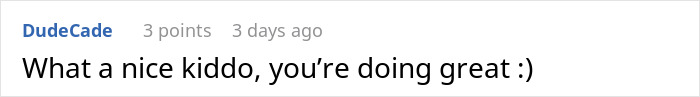 Text comment on a social platform praising a kid for being kind, related to girl bullied over party seat teaching kindness. Text comment on a social platform praising a kid for being kind, related to girl bullied over party seat teaching kindness.