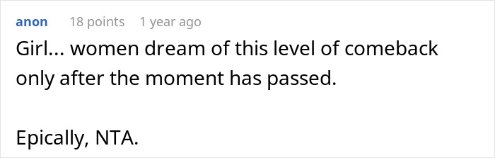 Screenshot of online comment praising a woman for an epic comeback in a friend’s boyfriend body count argument. Screenshot of online comment praising a woman for an epic comeback in a friend’s boyfriend body count argument.