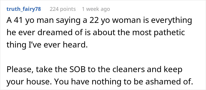 Comment on a relationship issue, with a user advising a woman about her husband's confession and self-worth.