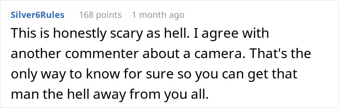 Screenshot of an online comment discussing concerns about a man getting sick from food his dad has touched.