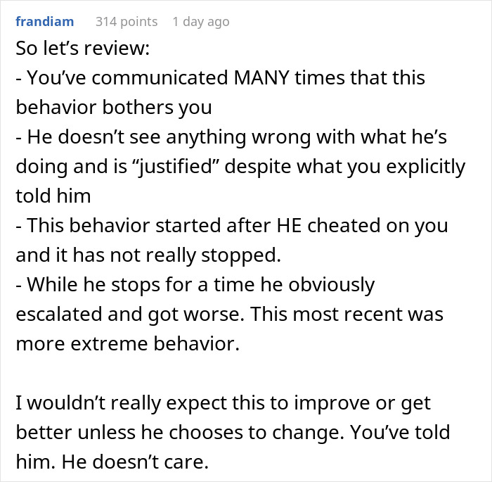 Text conversation discussing a woman missing calls from fiance and concerns about his controlling behavior and cheating.