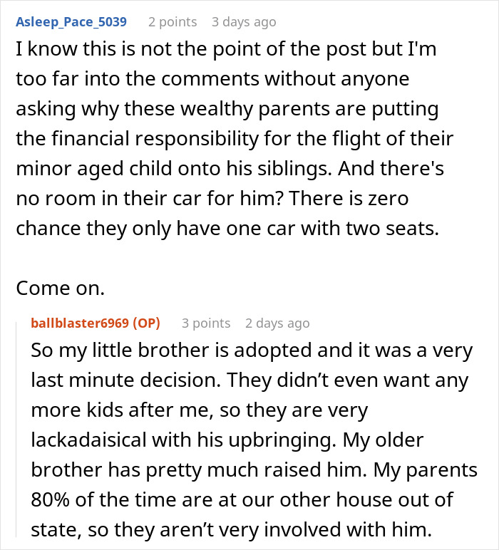 Discussion about woman refusing to go on Christmas trip if siblings pay for her flight, highlighting family financial disputes.