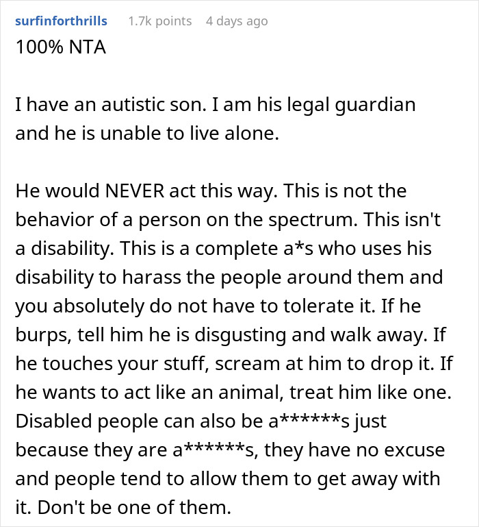 Text post about neurodivergent behavior and hearing aids, discussing limits and respect in social situations.