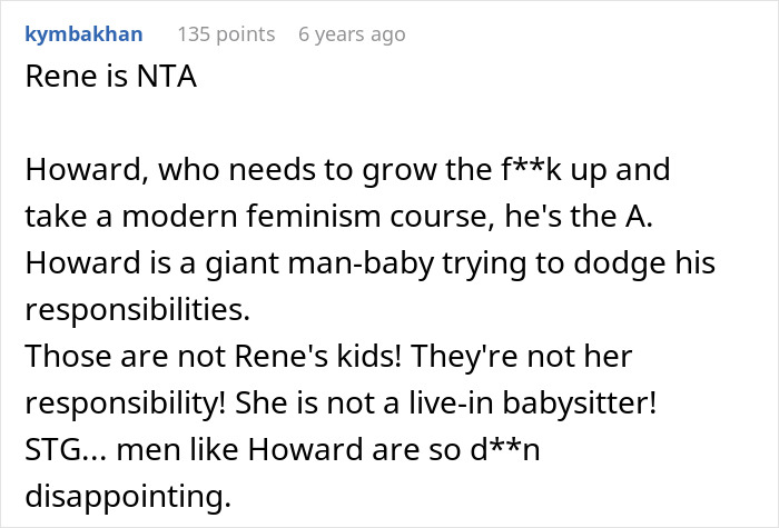 ALT text: User criticizes man accusing sister of being stranger to his kids after she refuses childcare duties in a family dispute.