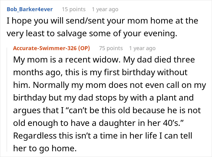 Screenshot of an online forum discussing a husband's birthday surprise for wife leading to marriage therapy after 19 years. - 18