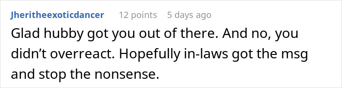 Comment from a working mom responding to in-laws doubting the challenges of once-a-week daycare and working life. - 51