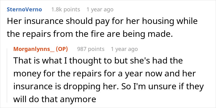 Screenshot of an online discussion about a hoarder MIL squatting in a couple&rsquo;s inherited home and potential legal eviction.
