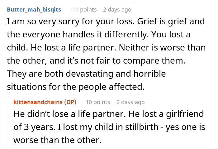 Alt text: User expressing grief and differing reactions to loss, related to woman appalled by dad’s reaction to dead grandchild. Alt text: User expressing grief and differing reactions to loss, related to woman appalled by dad’s reaction to dead grandchild.