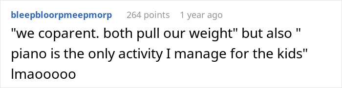 Alt text: Man tells wife she couldn&rsquo;t do it without him while she confidently proves him wrong through her actions.