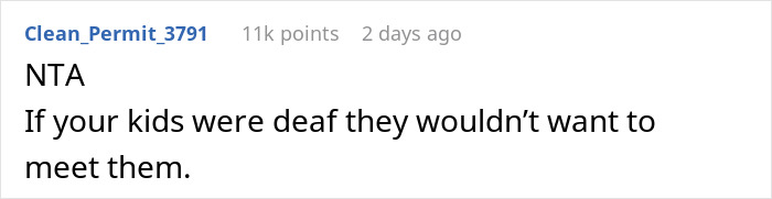 Screenshot of an online comment defending a man who cuts off his parents to protect his wife and faces confusion about reconnecting.