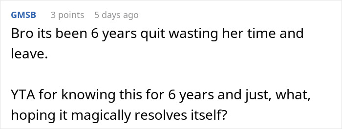 Comment text on a forum where a user advises to quit trying after six years to win over fiancee&rsquo;s kids and leave.