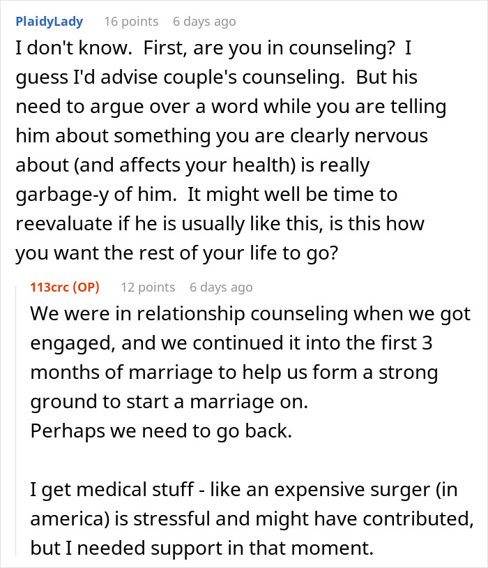 Reddit user discusses hubby mocking wife over mispronunciation during surgery talk, highlighting emotional distress and relationship counseling.