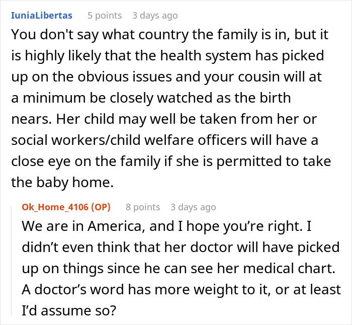 Text conversation about family concerns as a lady wants to be a grandma and encourages her disabled daughter to get pregnant.