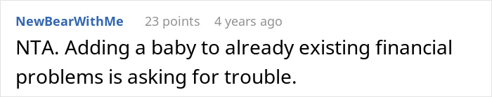 Screenshot of a comment discussing how parents forbidding a baby causes relationship issues with their daughter.