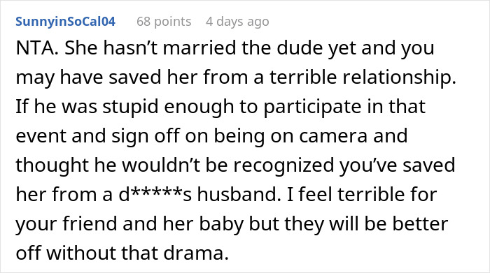 Comment discussing a pregnant woman&rsquo;s life changing after her friends watch Bonnie Blue&rsquo;s documentary.