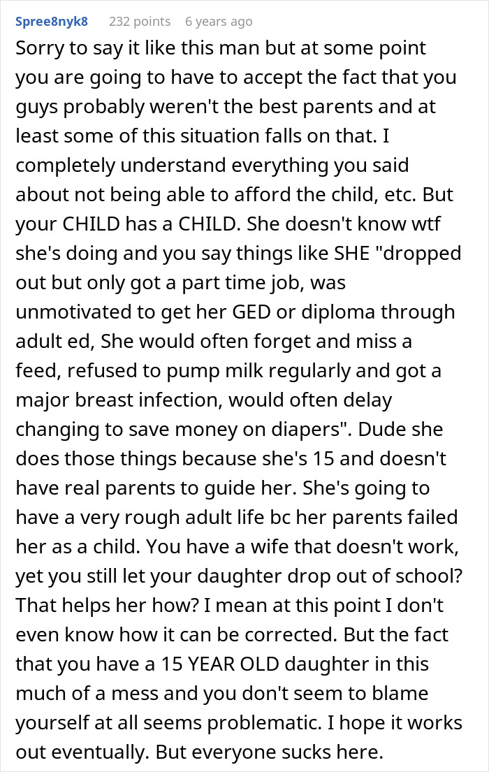 User comment discussing challenges a dad faced before calling CPS on his teen daughter and family struggles.