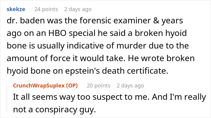 Discussion about Epstein&rsquo;s death and suspicions raised by a former prison officer&rsquo;s experience and forensic insights.