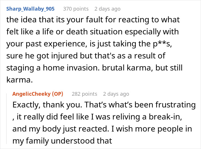 Reddit conversation discussing a prank gone wrong leading to an ER visit after a knife slipped incident.