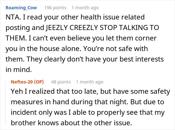 Reddit user discusses health issues after eating food touched by dad, questioning if it&rsquo;s intentional in a serious conversation.