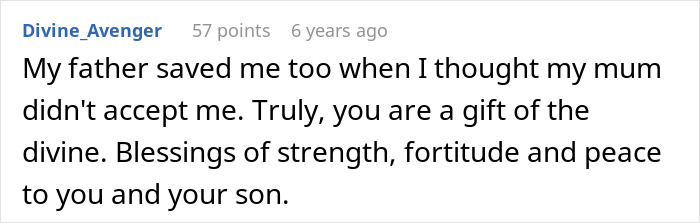 Comment expressing gratitude for a dad standing by his gay son despite family rejection and conflict.