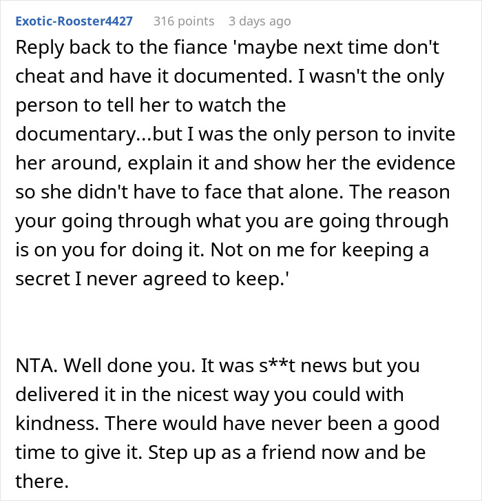 Comment discussing a friend supporting a pregnant woman after watching Bonnie Blue&rsquo;s documentary about her life changes.