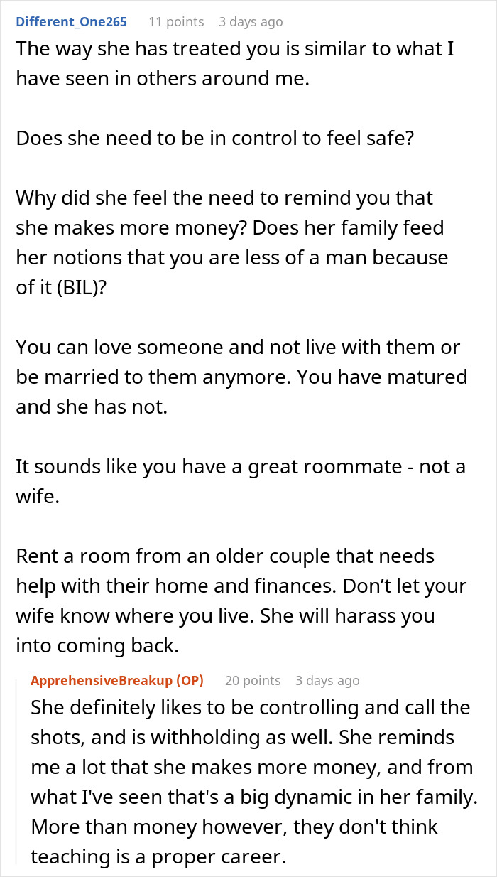 Online conversation discussing wife humiliating husband by unleashing years of resentment on an unwanted trip.