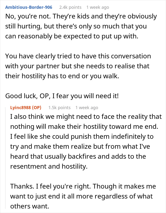 Reddit user discusses six years of trying to win over fiancee&rsquo;s kids, facing hostility, and considering breaking up.