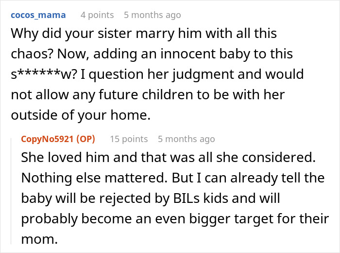 Conversation text discussing a man scheduling his wedding to avoid his brother-in-law’s nightmare ex disrupting family events. - 20
