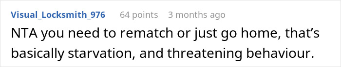 Comment on American family restricting 19-year-old nanny&rsquo;s food, calling it starvation and threatening behavior.