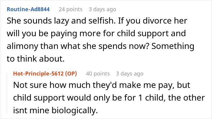 Reddit conversation discussing a man ordering his wife to get a job instead of relying on an allowance. Reddit conversation discussing a man ordering his wife to get a job instead of relying on an allowance.