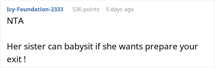 Comment text on a forum discussing a teen escaping dad&rsquo;s babysitting trap and walking out after babysitting demand