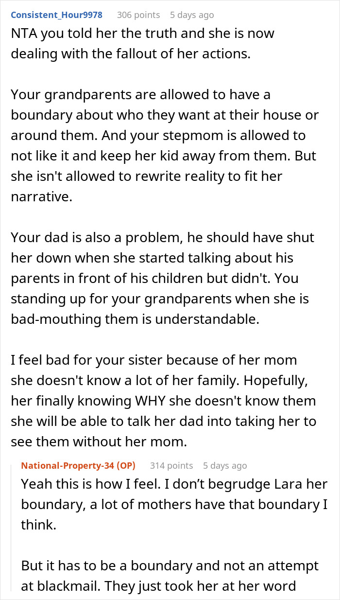 Reddit discussion about woman explaining to her dad&rsquo;s affair baby why grandparents don&rsquo;t see her and family boundaries.