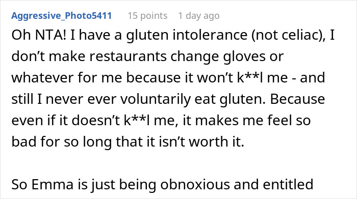 Forum post discussing worker calling out gluten-free colleague at a pizza party causing tension and conflict. Forum post discussing worker calling out gluten-free colleague at a pizza party causing tension and conflict.
