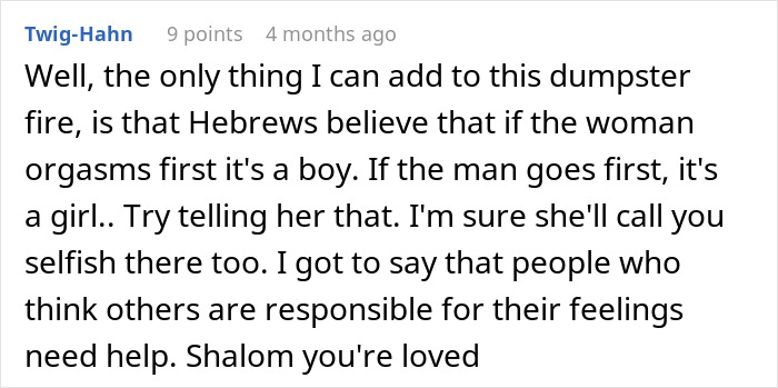 Comment about a mom of 6 boys obsessed with knowing if her sister is expecting a girl, with a cultural belief mentioned. - 37