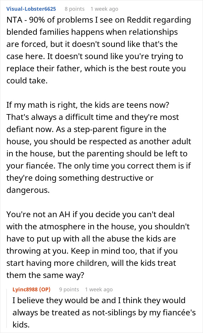 Reddit user discusses man trying to win over fiancee&rsquo;s kids for six years before giving up and wanting to break up.