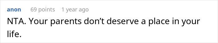 Screenshot of an online comment about a woman&rsquo;s old fight with stepsister leading to cutting ties with family.