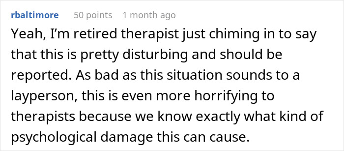 Screenshot of a Reddit comment by a retired therapist discussing psychological damage caused by a couple&rsquo;s therapist.
