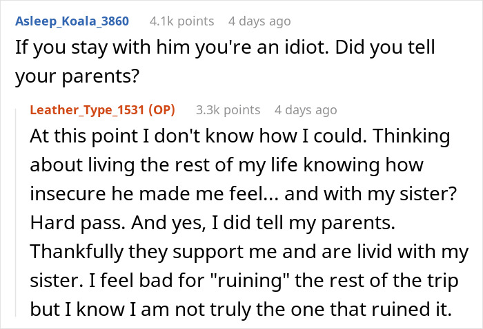 Online conversation showing a bride&rsquo;s emotional response to her fianc&eacute; and twin sister&rsquo;s secret revealed in a message thread.