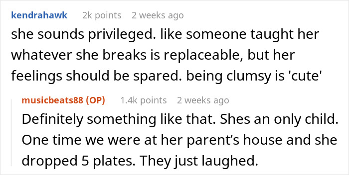 Guy at breaking point with clumsy girlfriend who keeps accidentally destroying his belongings in a frustrated moment.