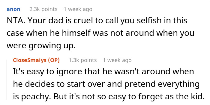 Screenshot of an online discussion about refusing to be future caregiver for an autistic stepbrother.