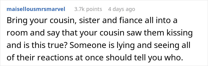 Text post about a bride&rsquo;s world crumbling after her twin sister&rsquo;s and fianc&eacute;&rsquo;s secret is revealed, sparking suspicion.